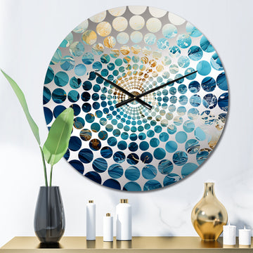 Ocean White And Blue Currents III - Coastal Metal Wall Clock
